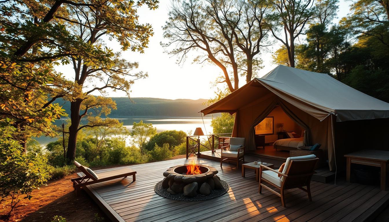 Glamping accommodation in a scenic natural setting