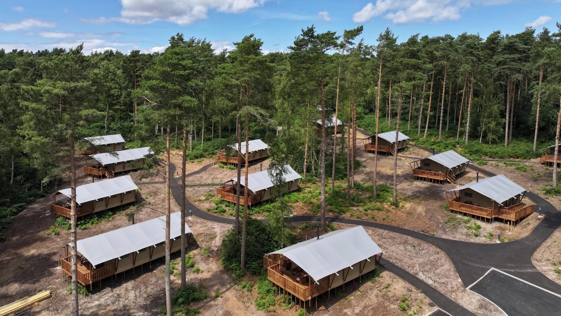 Glamping accommodations illustrating upscale outdoor hospitality investment trends